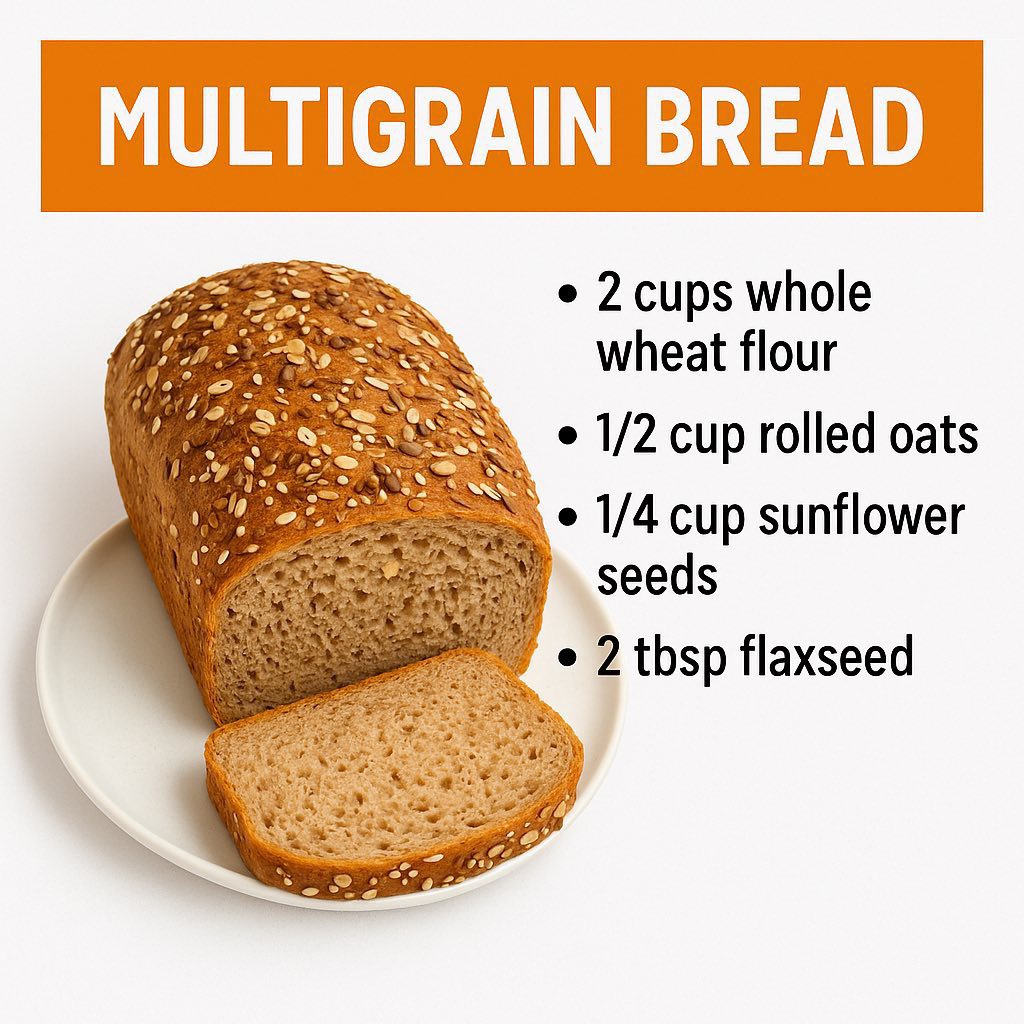 Yummy - Multigrain Bread Ingredients • 2 cups whole wheat flour • ½ cup ...