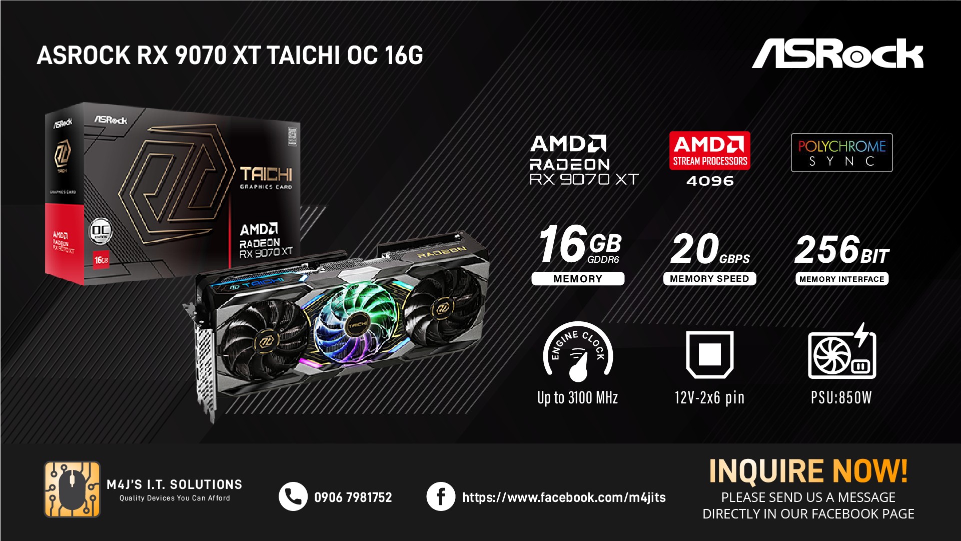 ‼ AVAILABLE ‼ 🕹 ASRock RX 9070 XT... - M4J's IT Solutions | Facebook