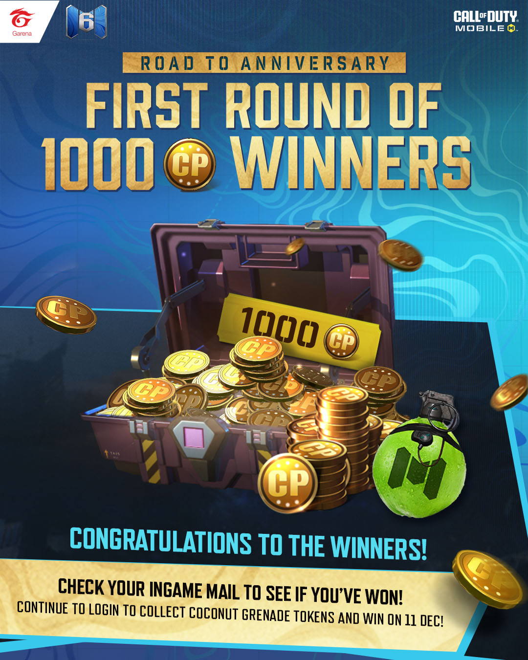 Garena - 🚨 Congratulations to the first round of winners for 1,000 COD ...