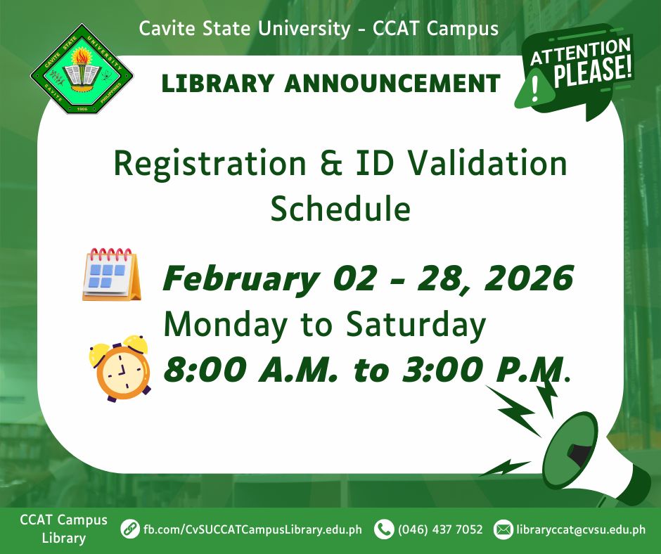 𝑳𝒊𝒃𝒓𝒂𝒓𝒚... - Cavite State University - CCAT Campus Library | Facebook