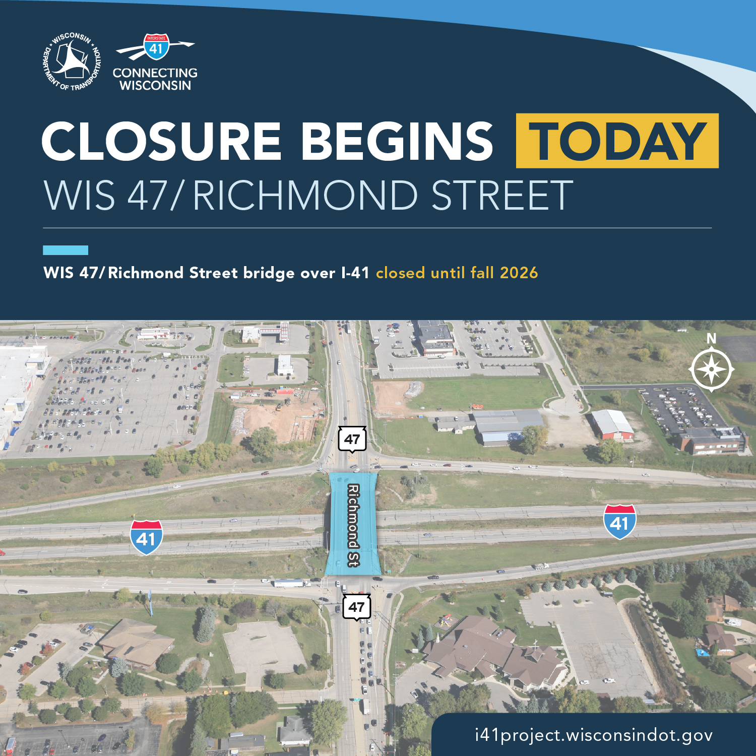 French Road overpass closure over I-41 in Appleton