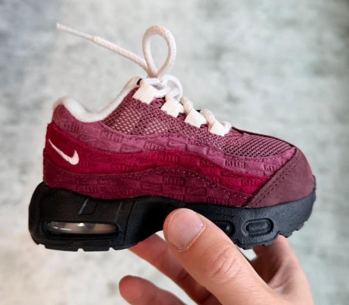First look at the KITH x Nike Air Max 95 GS “Linen”, dropping