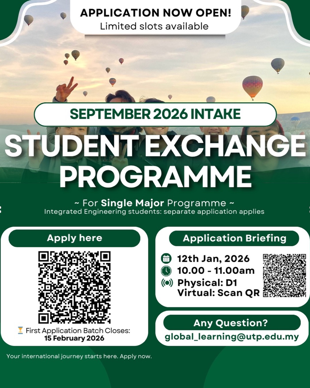 UTP - Ready to study abroad? 🌏 SEP September 2026 intake is now open! ⏳ ...