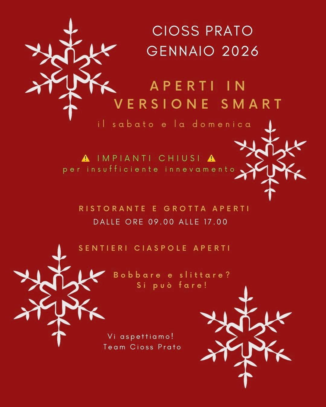 ⚠️... - Cioss Prato Impianti Turistici - Parco giochi | Facebook
