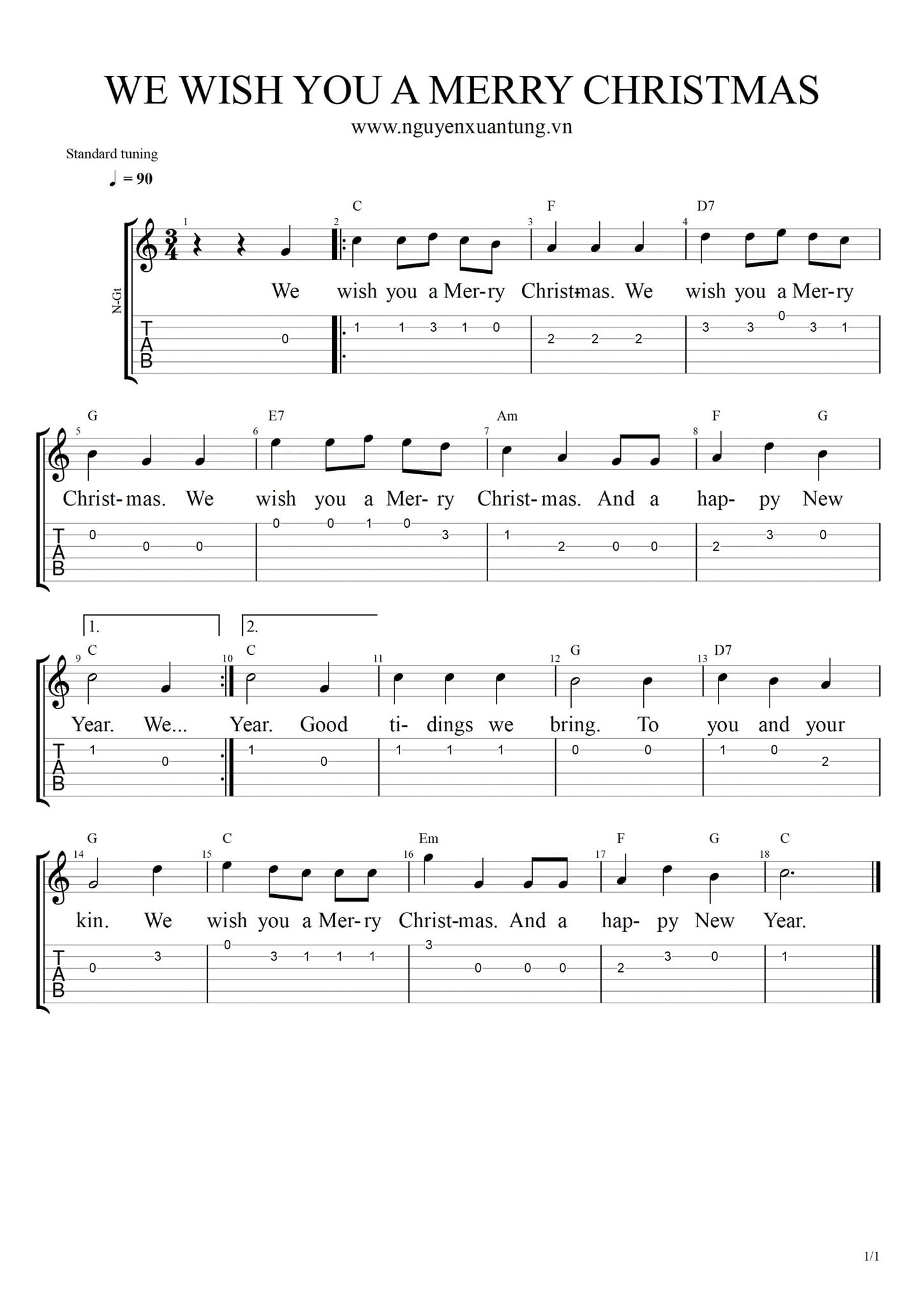Gửi tặng anh chị em Tab Guitar We wish... - Nguyễn Xuân Tùng | Facebook