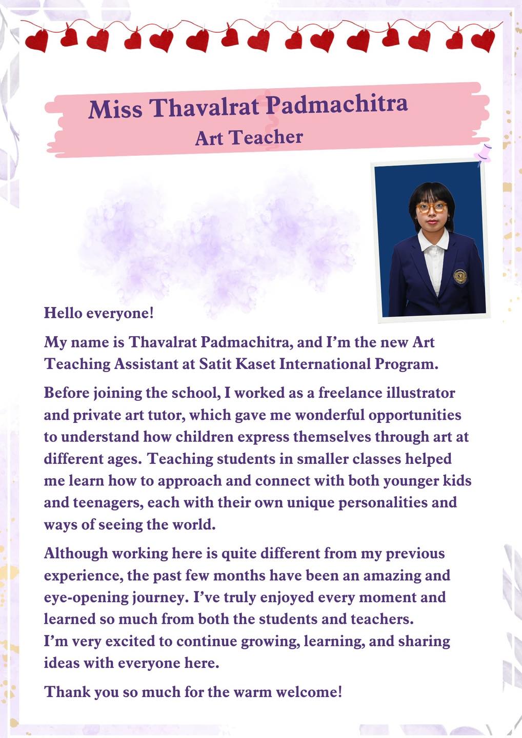 Satit Kaset IP - 🎨 Meet Our New Art Teacher — “Ajarn... | Facebook