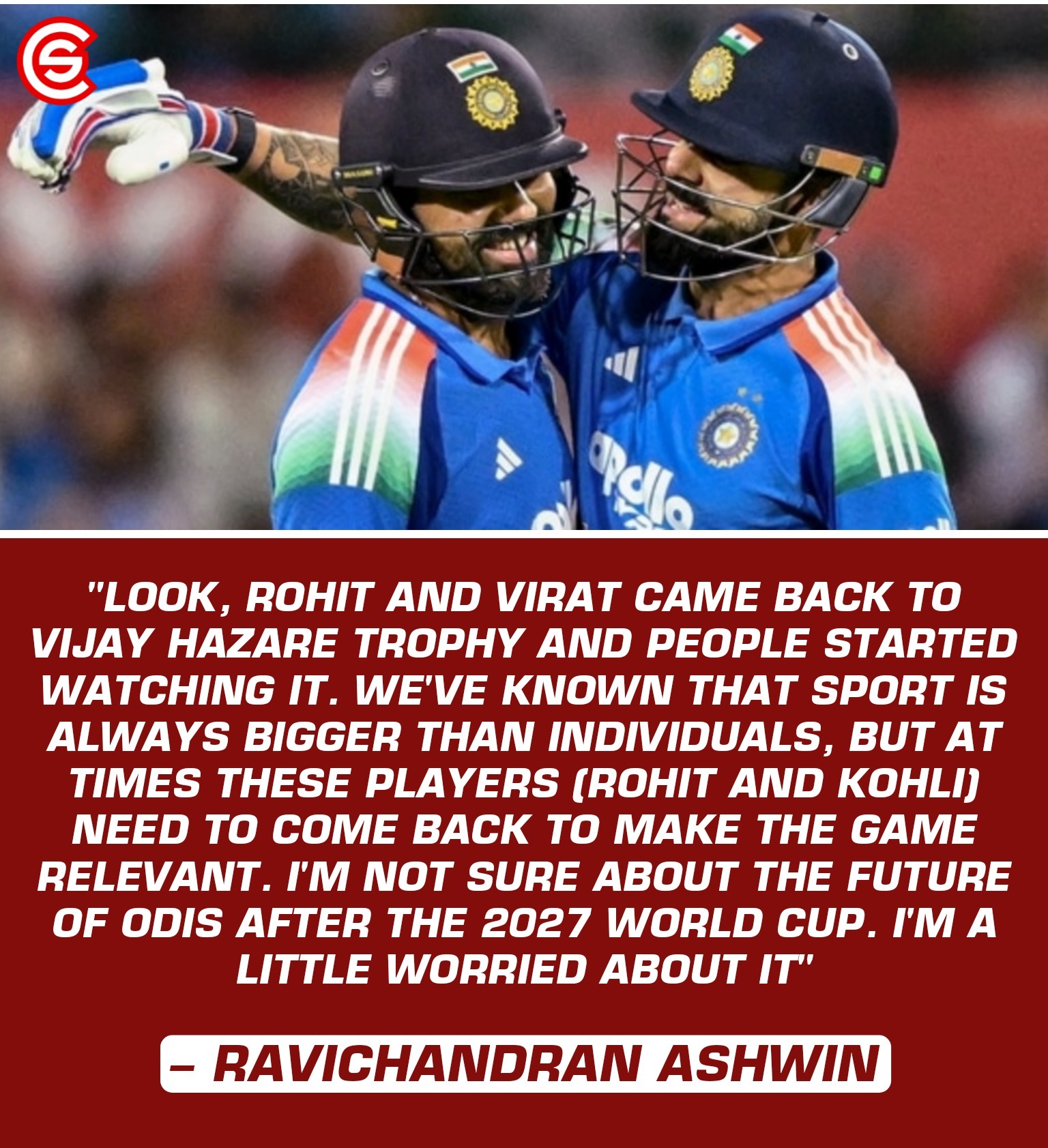 CricShots - Ravi Ashwin spoke about importance of Rohit-Virat and the ...