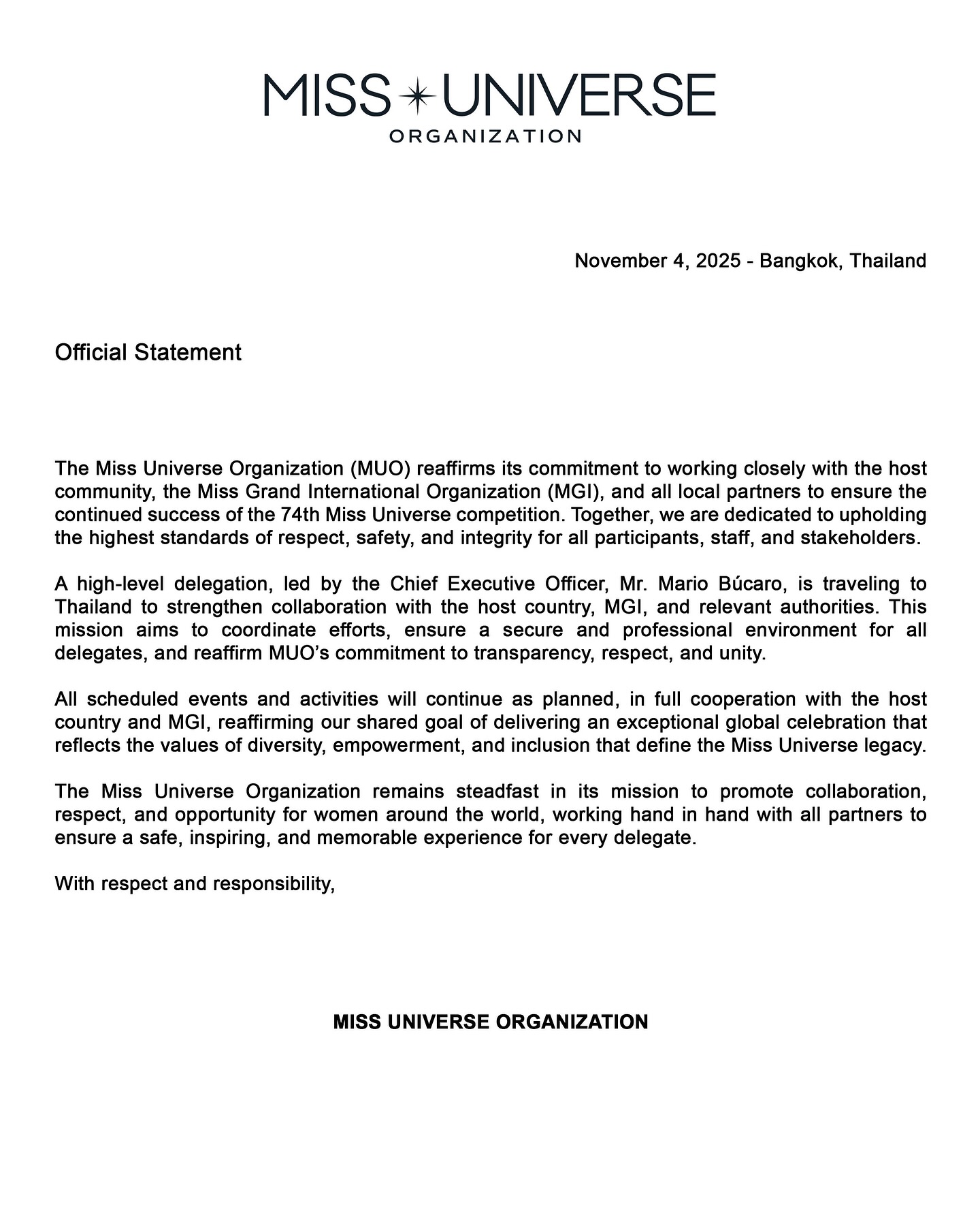 Nutshell - READ: The Miss Universe Organization (MUO) has confirmed ...