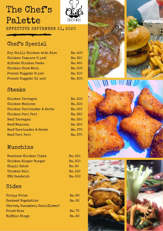 Chef's Cuisines - Our menu has been updated. Have a look...