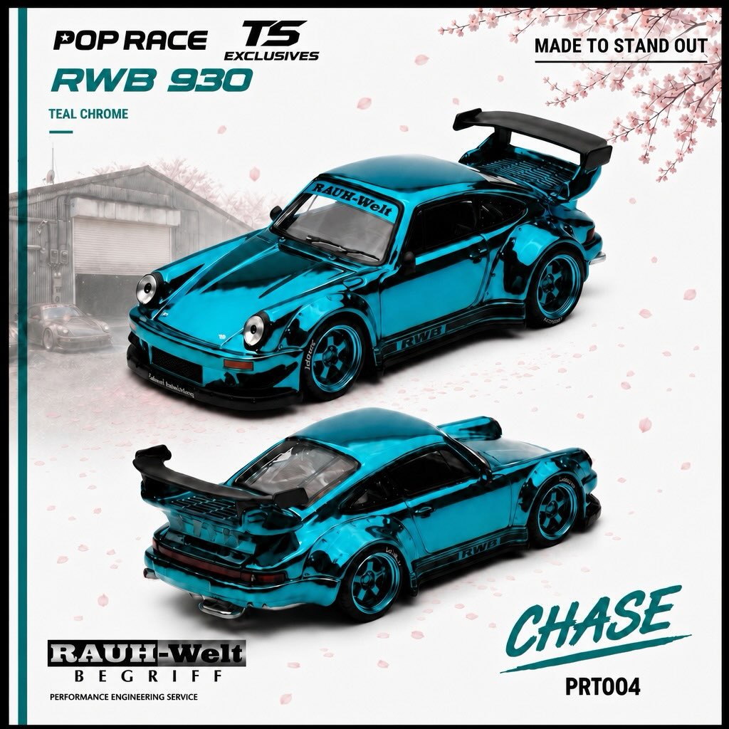Poprace RWB 930 Teal Chrome diecast car preorder