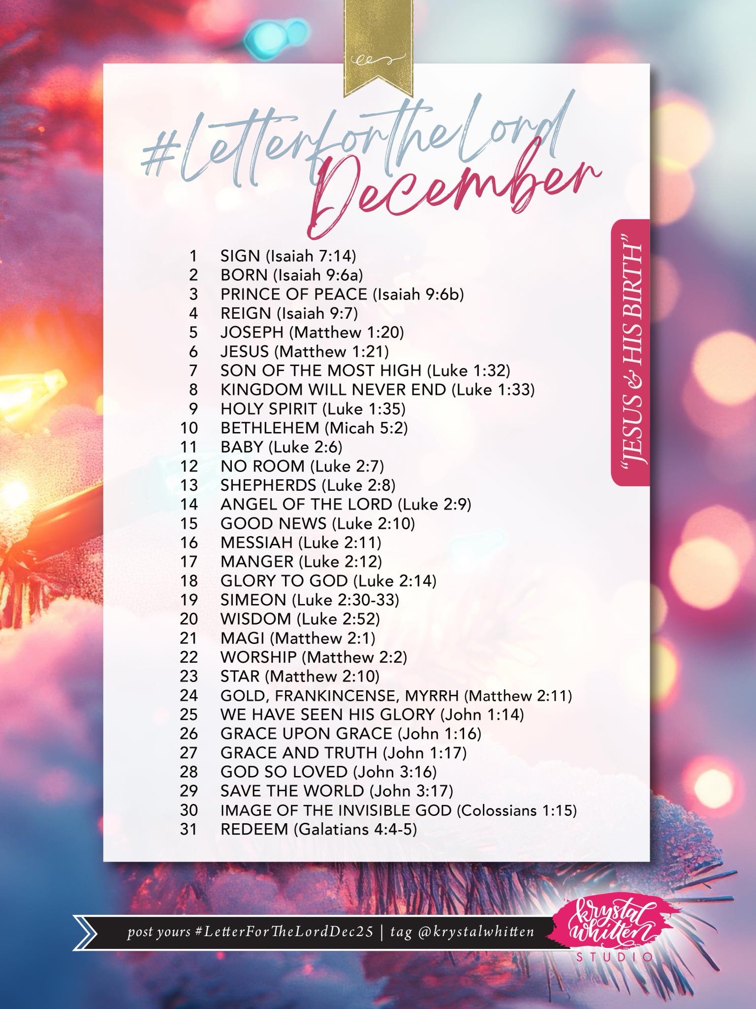 Krystal - We made it to December! Here is the December Scripture ...