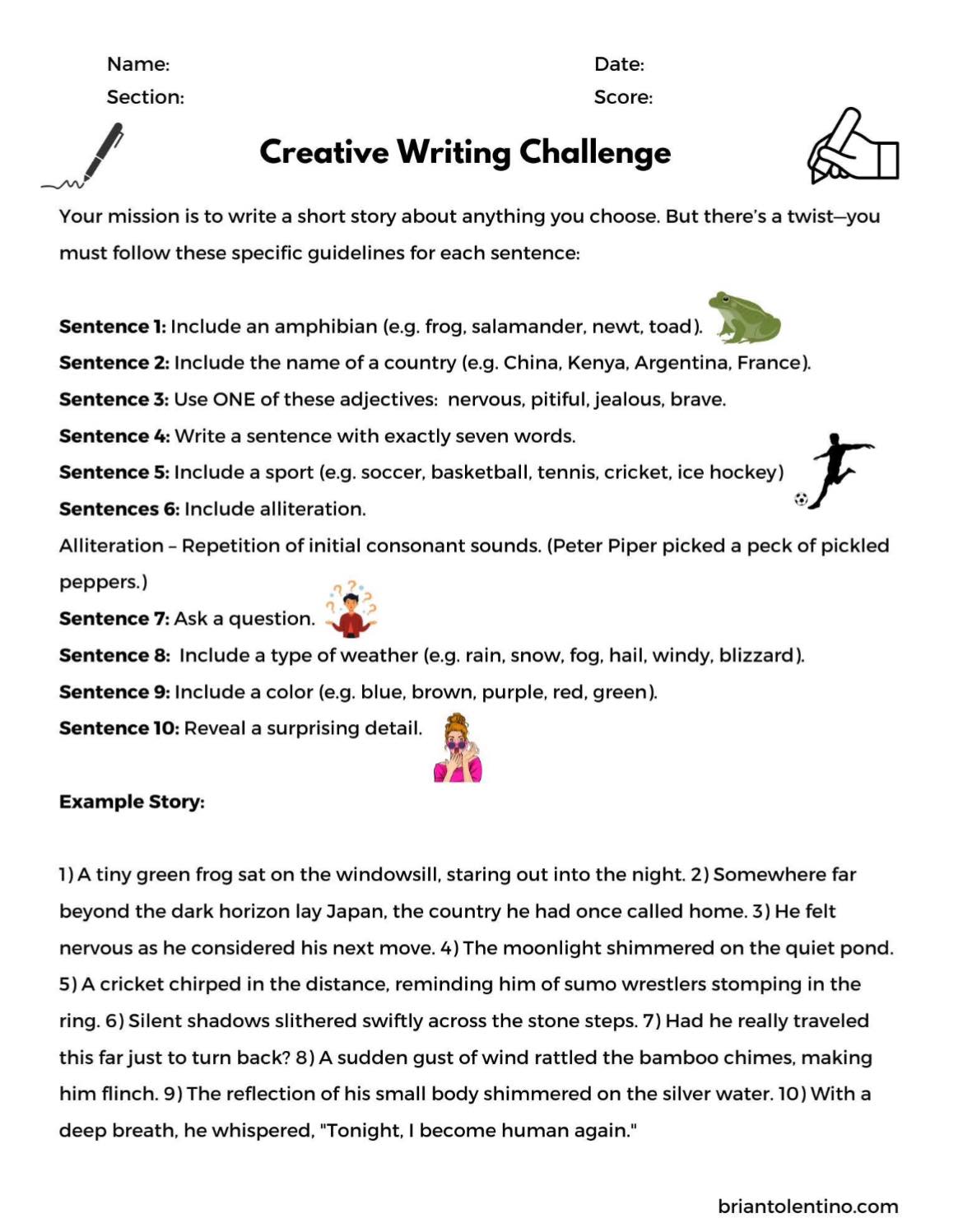 Tolentino - Check out this NEW Creative Writing Challenge! Link here ...