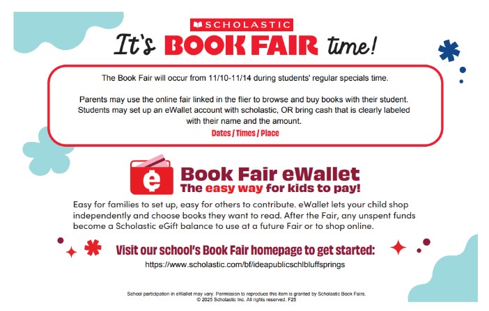 📚 The Scholastic Book Fair is... - IDEA Bluff Springs | Facebook