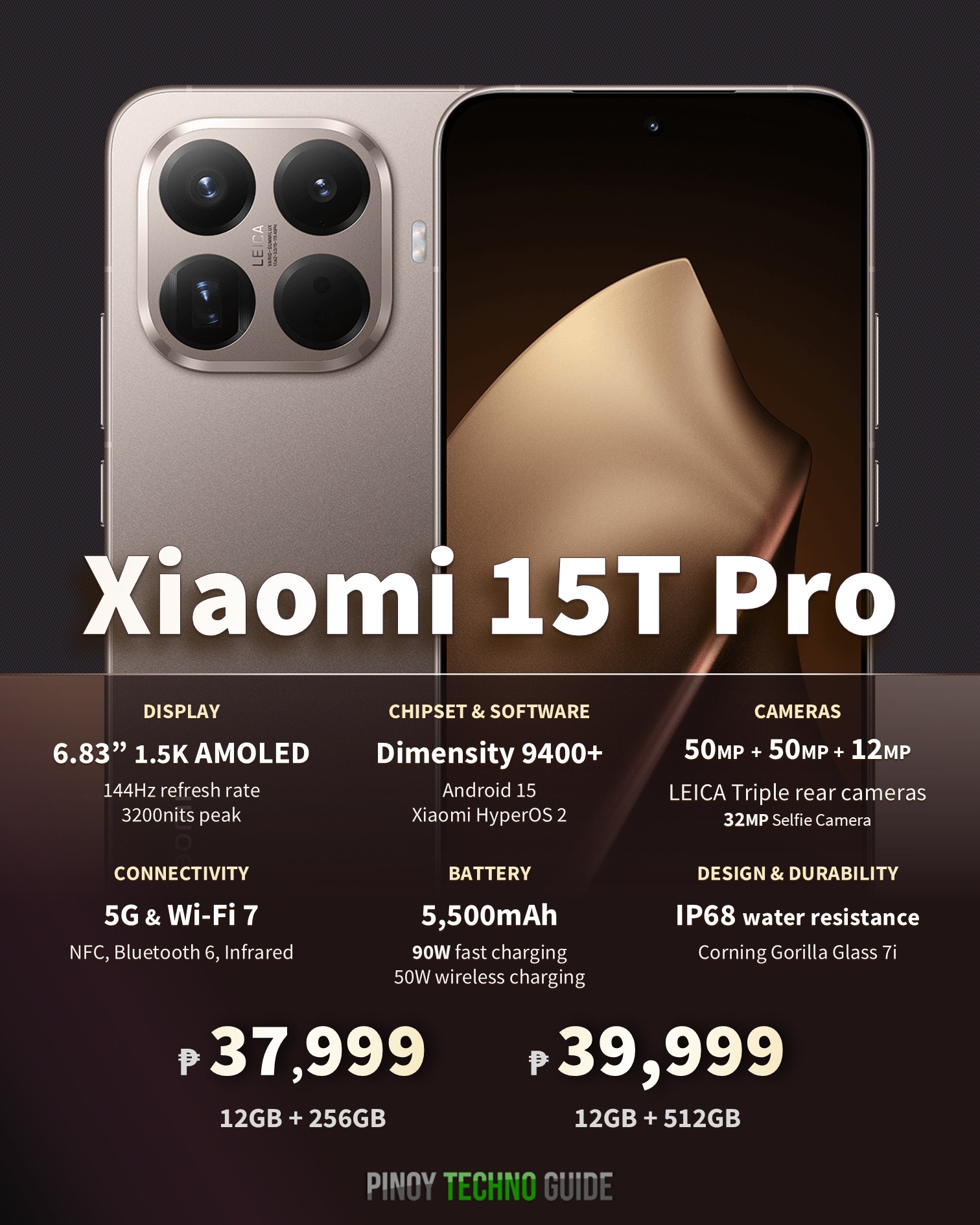 XIAOMI 15T Pro now in PH? It boasts a LEICA co-engineered triple 