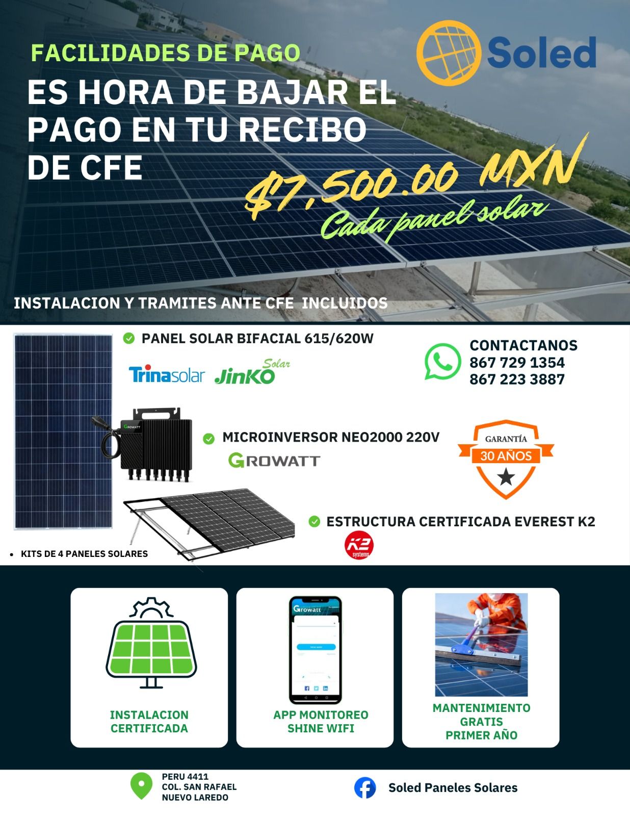 Soled - ES HORA DE BAJAR EL PAGO EN TU RECIBO DE CFE PANEL SOLAR 615 ...