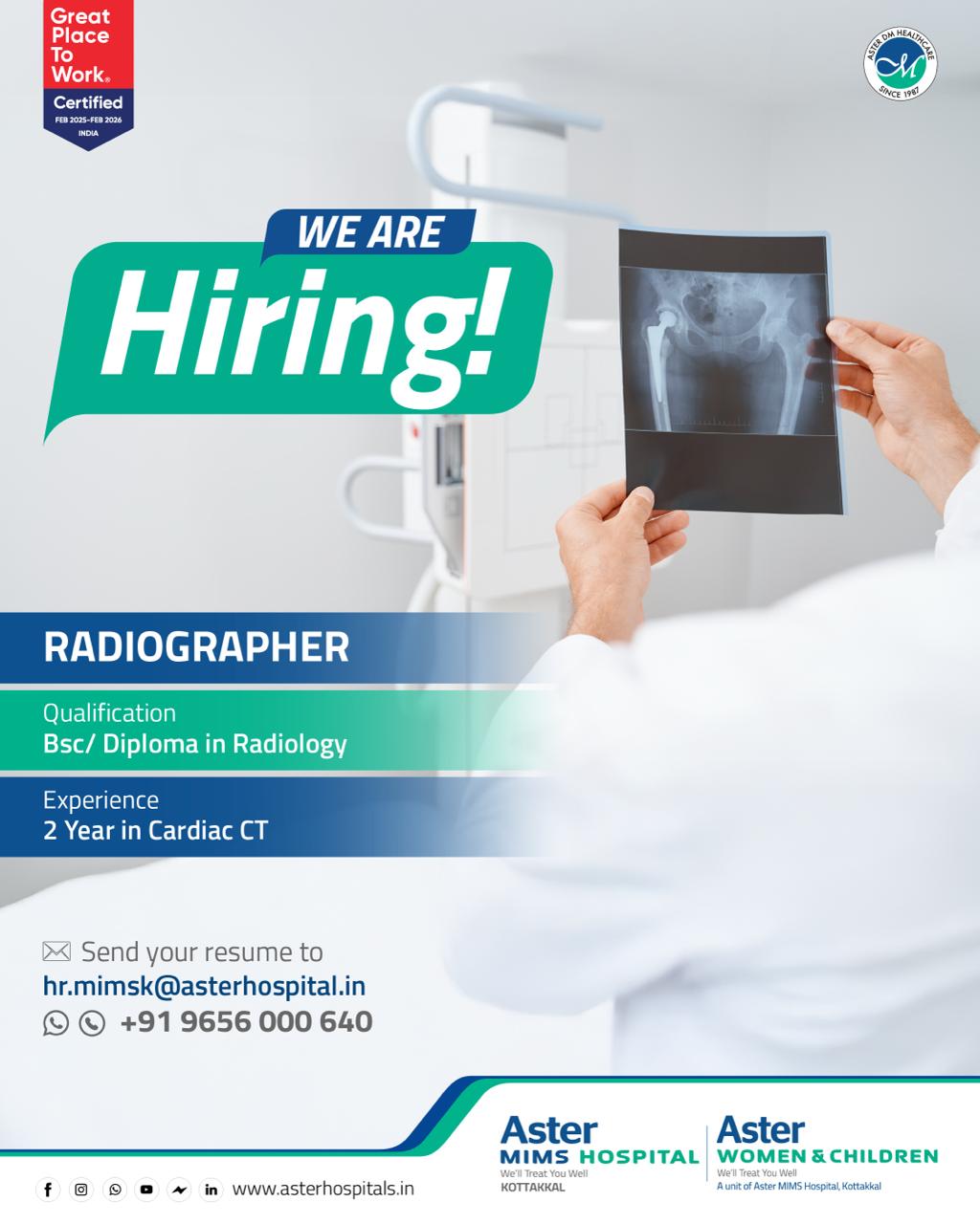 Aster - 📢 We’re Hiring! Aster MIMS Hospital, Kottakkal is looking for a ...