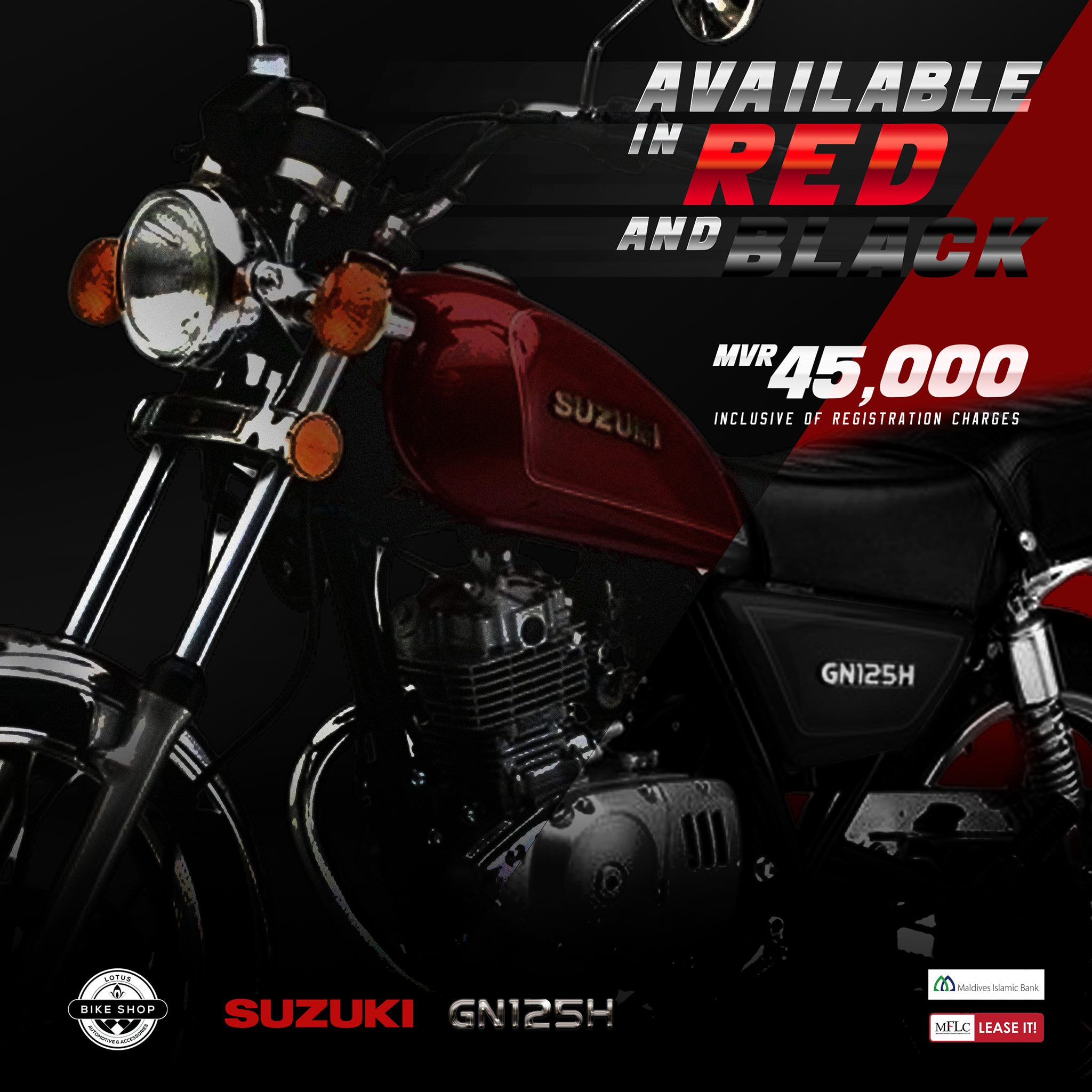 Suzuki GN125H Price MVR 45,000 Inclusive of Registration Charges 