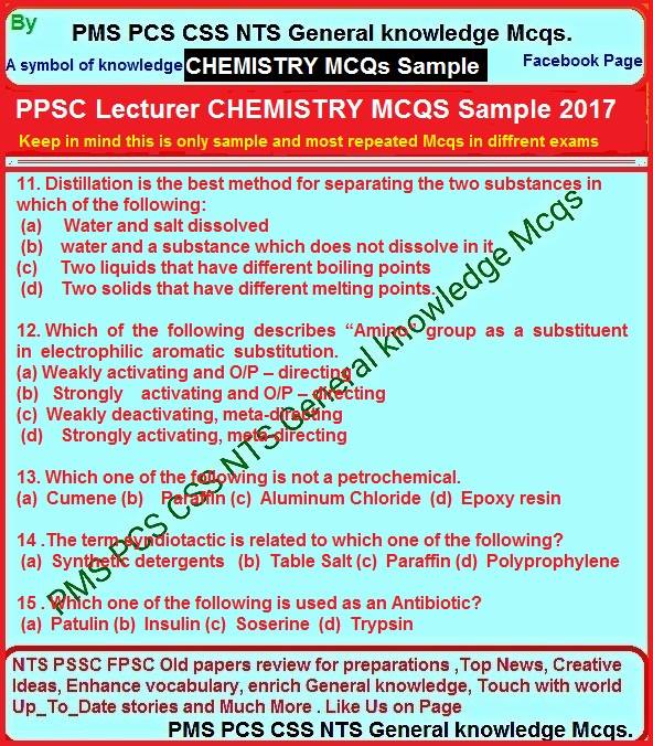 Quiz Focus - Lecturer of CHEMISTRY Past Papers . CHEMISTRY... | Facebook