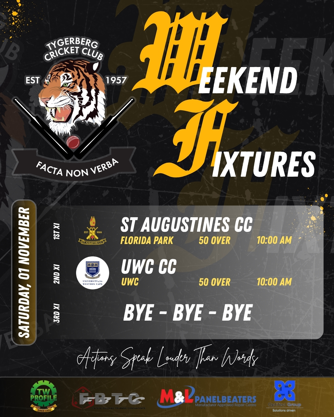 Tygerberg - Senior fixtures for this weekend...locked and loaded 🔐 1st ...