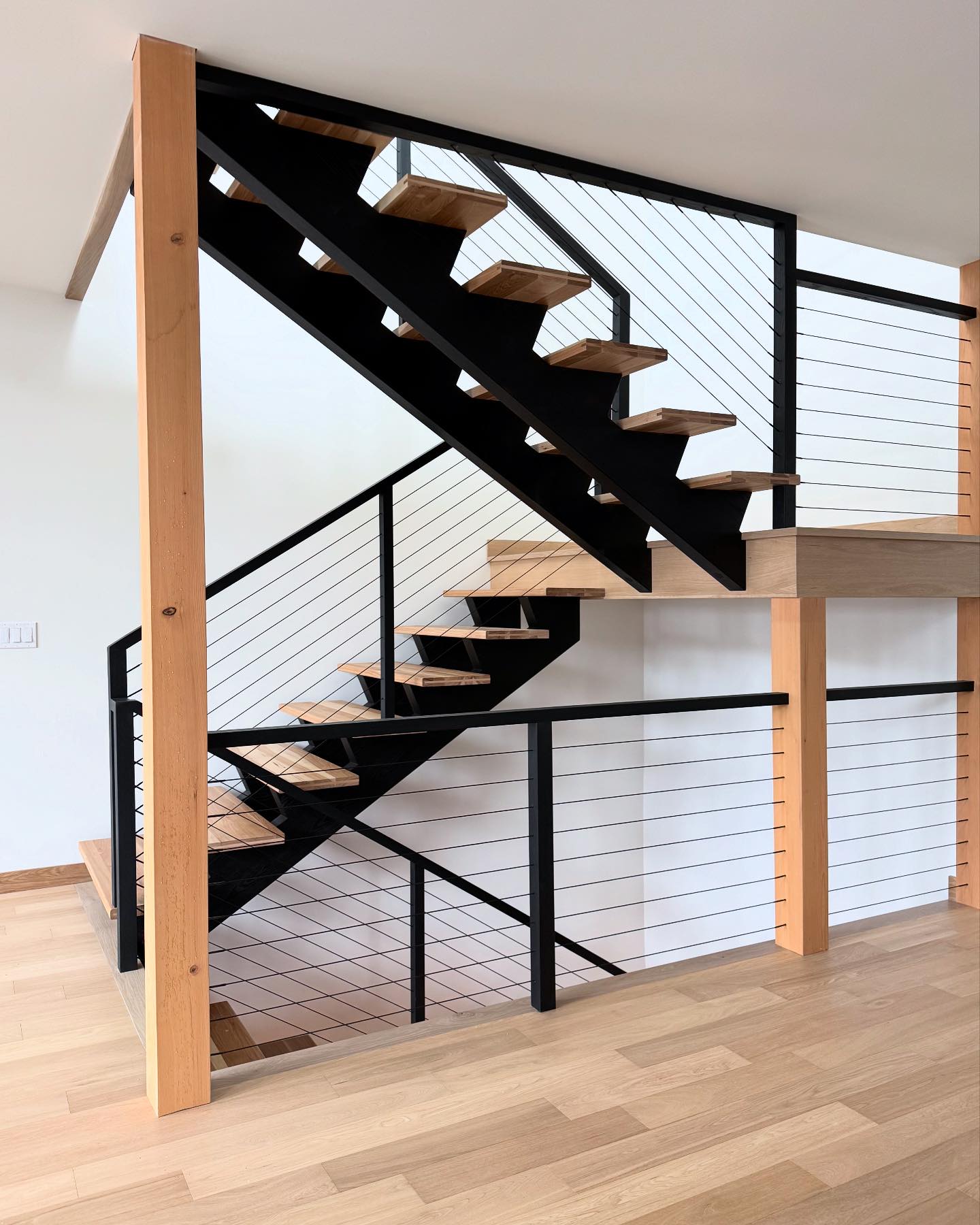Russell - Such a stylish blonde wooden open tread staircase with ...