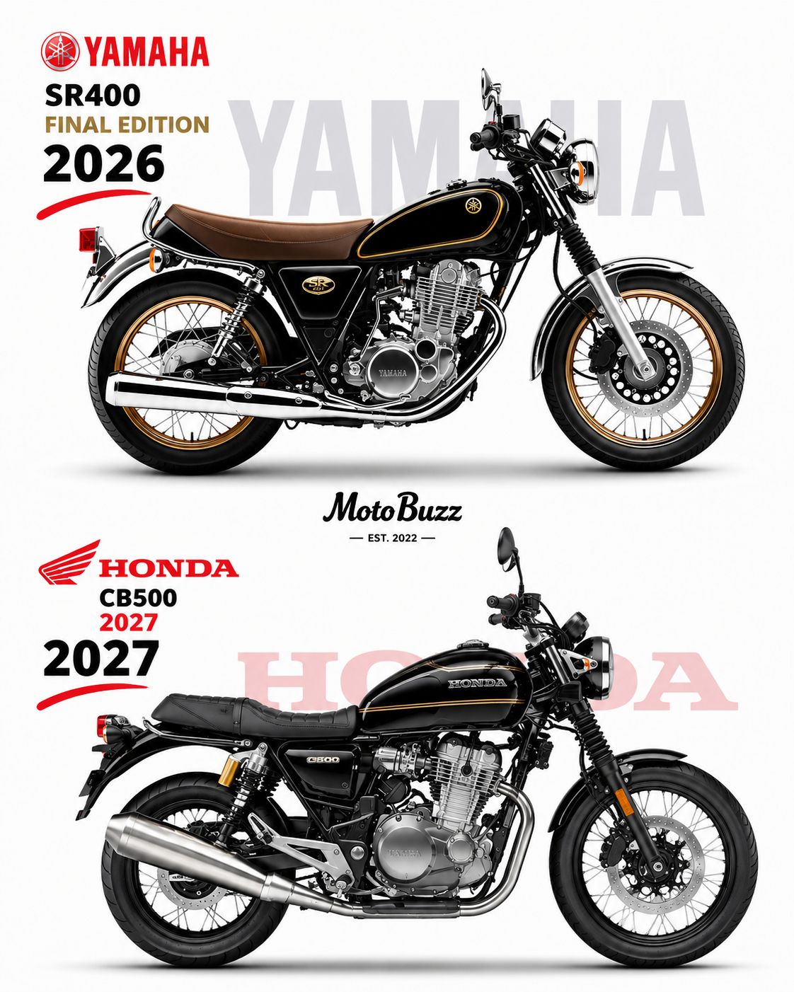 Single-Cylinder Roadster Showdown! Yamaha SR400 vs Honda CB500