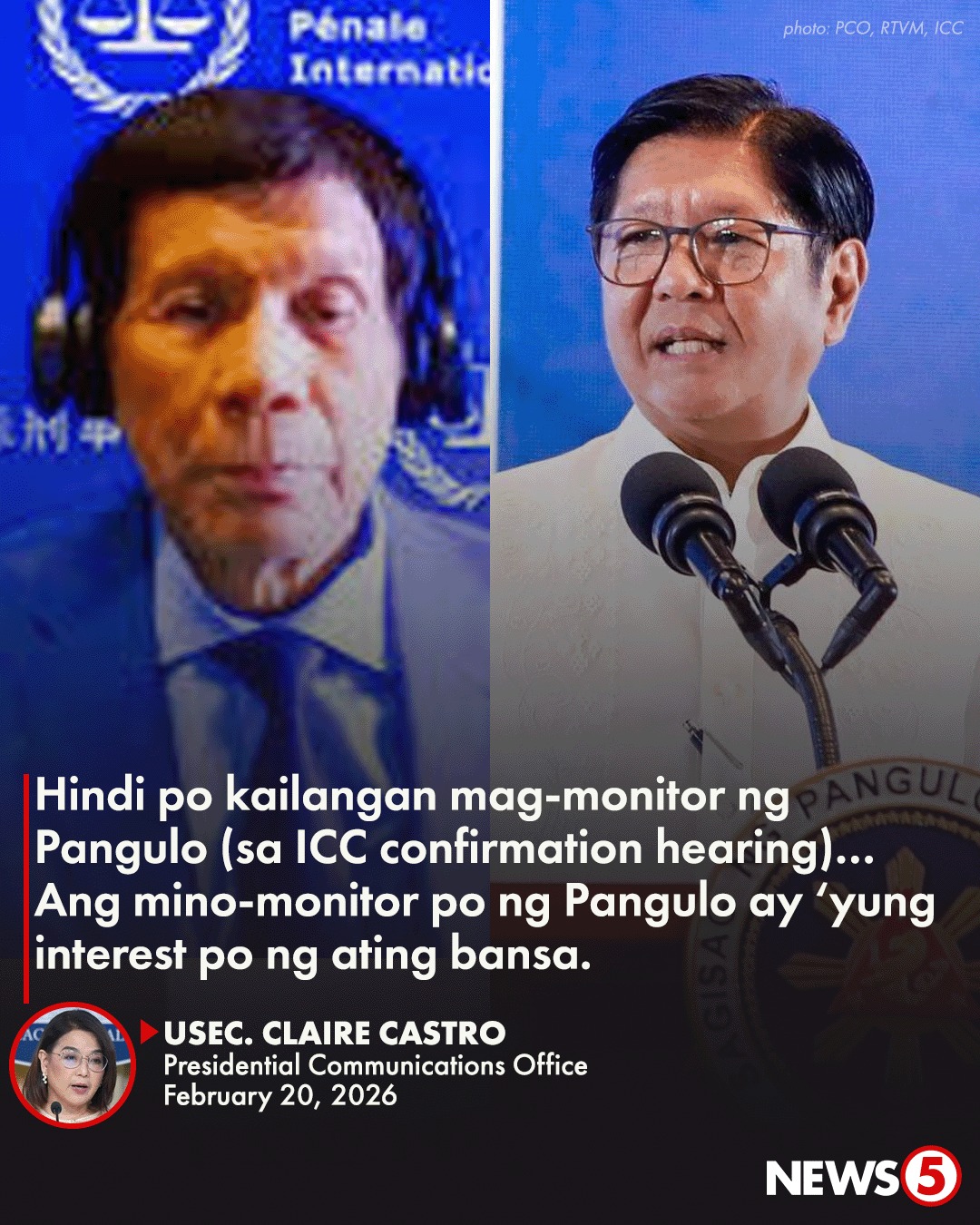 News5 - NAKATUTOK SA INTERES NG BANSA Iginiit ni Palace... | Facebook