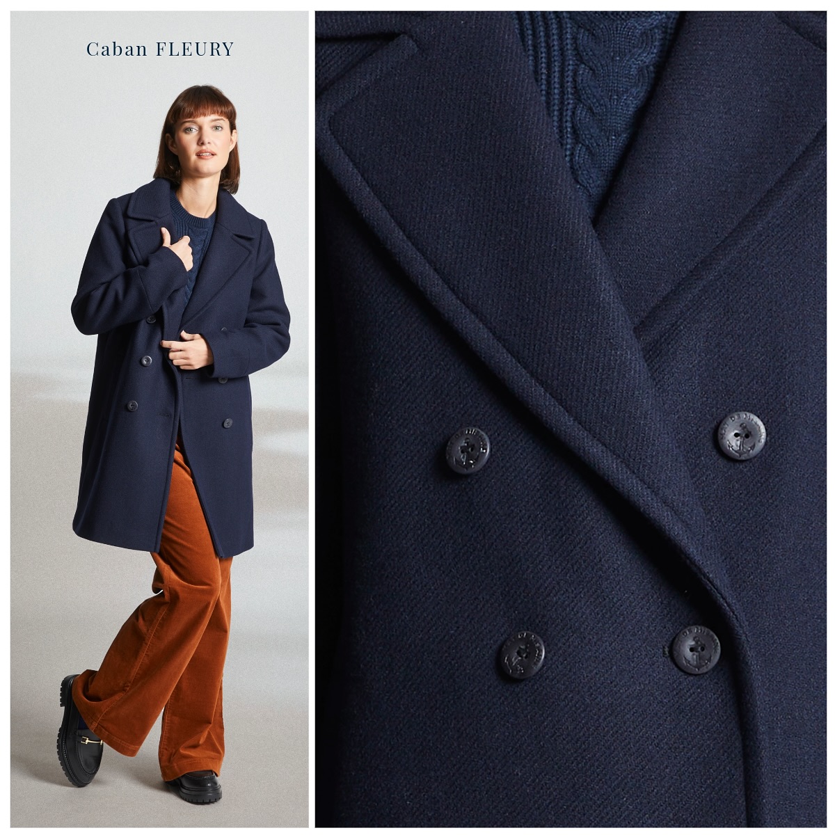 Caban Vintage Mât De Misaine - Taille M - Rouge - Laine Et Flanelle - Capuche - Occasion Très Bon état