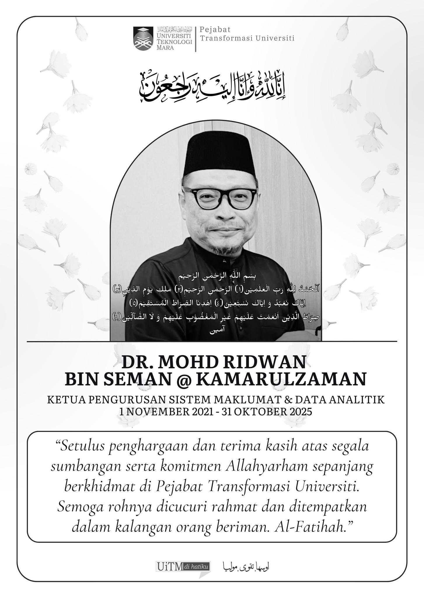 Pejabat - 31 Oktober 2025 (Jumaat) : Ucapan Penghargaan kepada ...