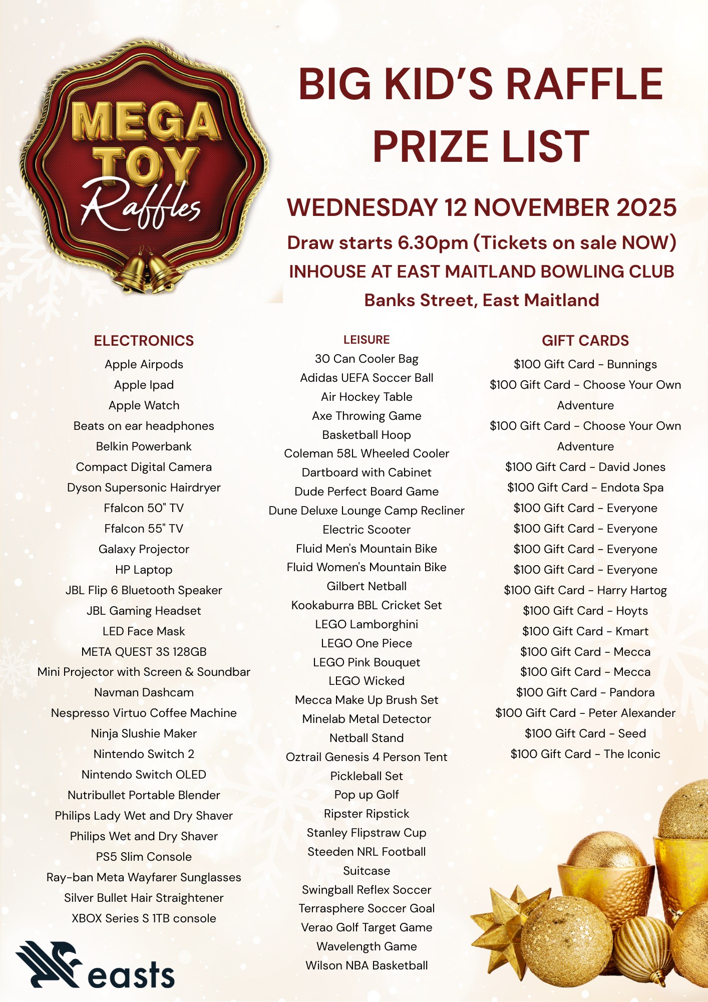 East - You don't want to miss this!! Check out the AWESOME prizes to be ...