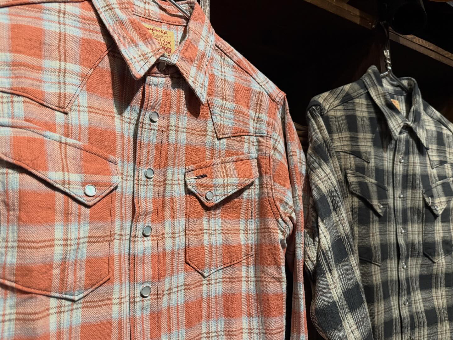 新入荷? SUGAR CANE WASHER HERRINGBONE CHECK WESTERN SHIRT . へ 