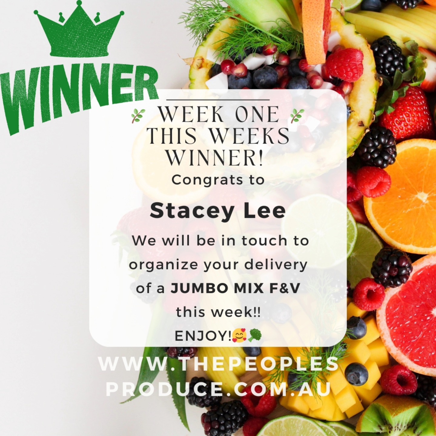 🎉 WEEK 1 GIVEAWAY WINNER ANNOUNCED!... - The Peoples Produce | Facebook