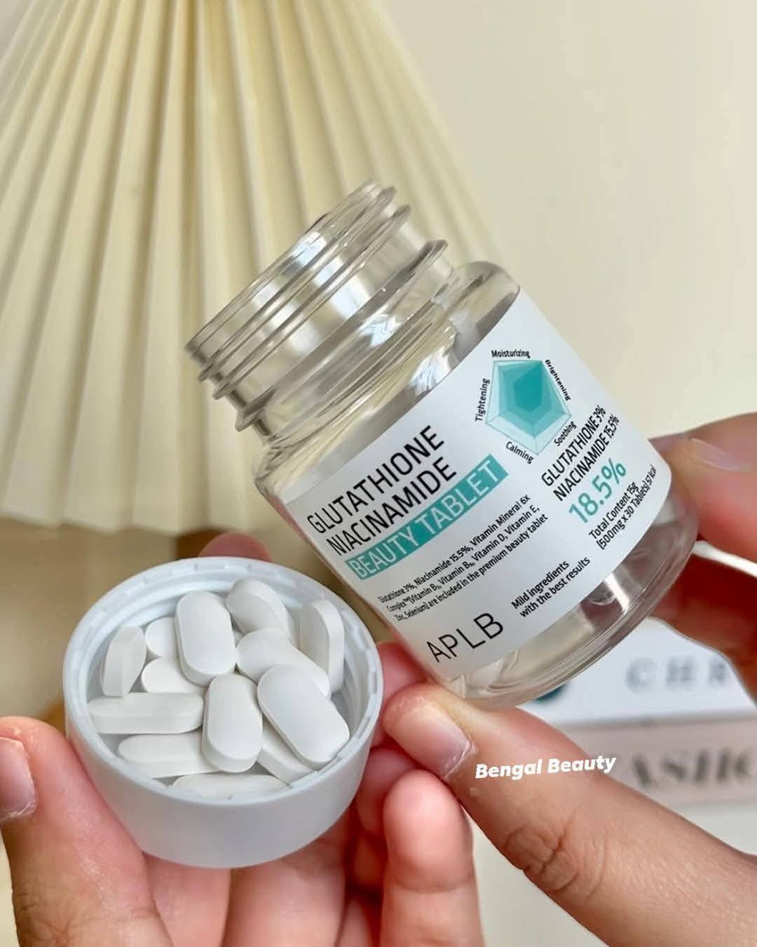 glutathione niacinamide beauty tablet side effects 𝐀𝐏𝐋𝐁 𝐆𝐥𝐮𝐭𝐚𝐭𝐡𝐢𝐨𝐧𝐞 𝐍𝐢𝐚𝐜𝐢𝐧𝐚𝐦𝐢𝐝𝐞 𝐁𝐞𝐚𝐮𝐭𝐲 𝐓𝐚𝐛𝐥𝐞𝐭 – স্কিন কেয়ারের পরিপূর্ণ সমাধান এখন এক ট্যাবলেটেই! 💊 Active Brightening Formula: 🔸 3% – ত্বক ফর্সা ও ghk cu recommended dose Strength:10 MG manee gluta collagen