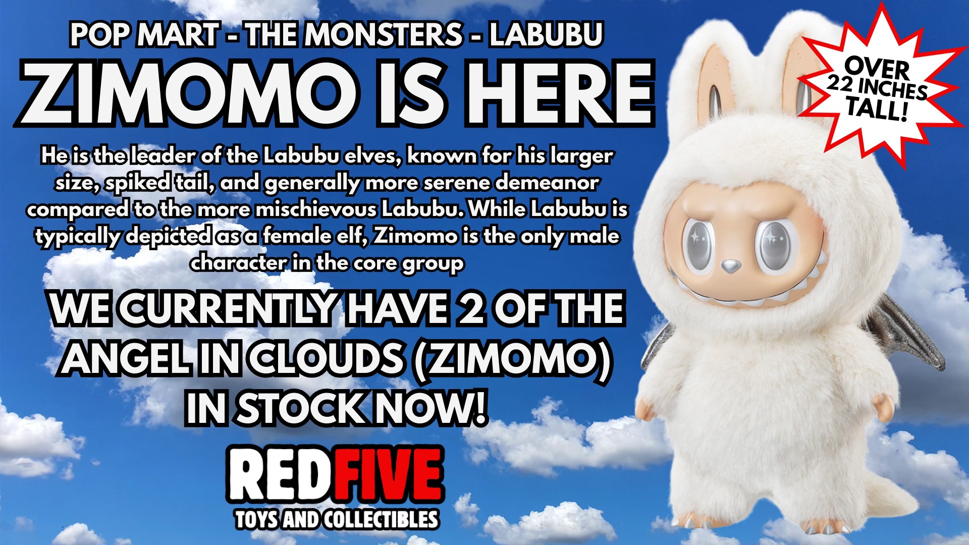 Labubu Angel in Clouds Zimomo figure in stock at Redfive Toys