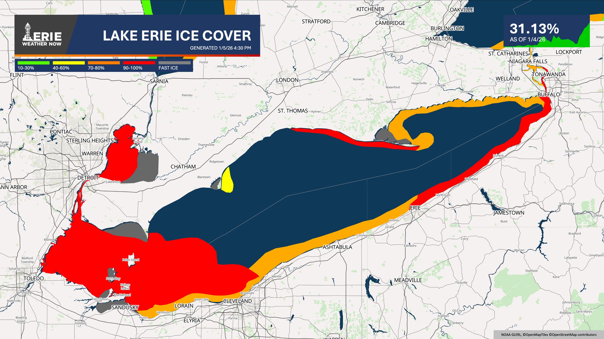 Erie - 📊 Latest Lake Erie Ice Update According to the most recent data ...