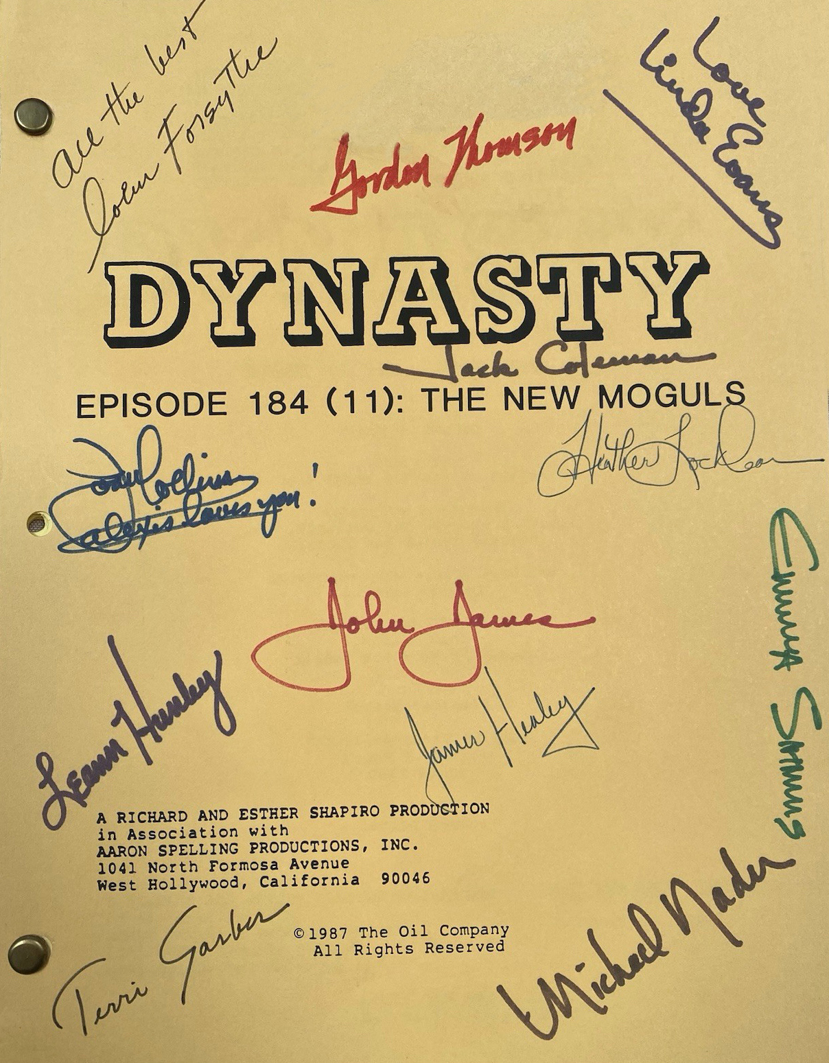Denver - Season 8 autographed script for a charity auction. | Facebook