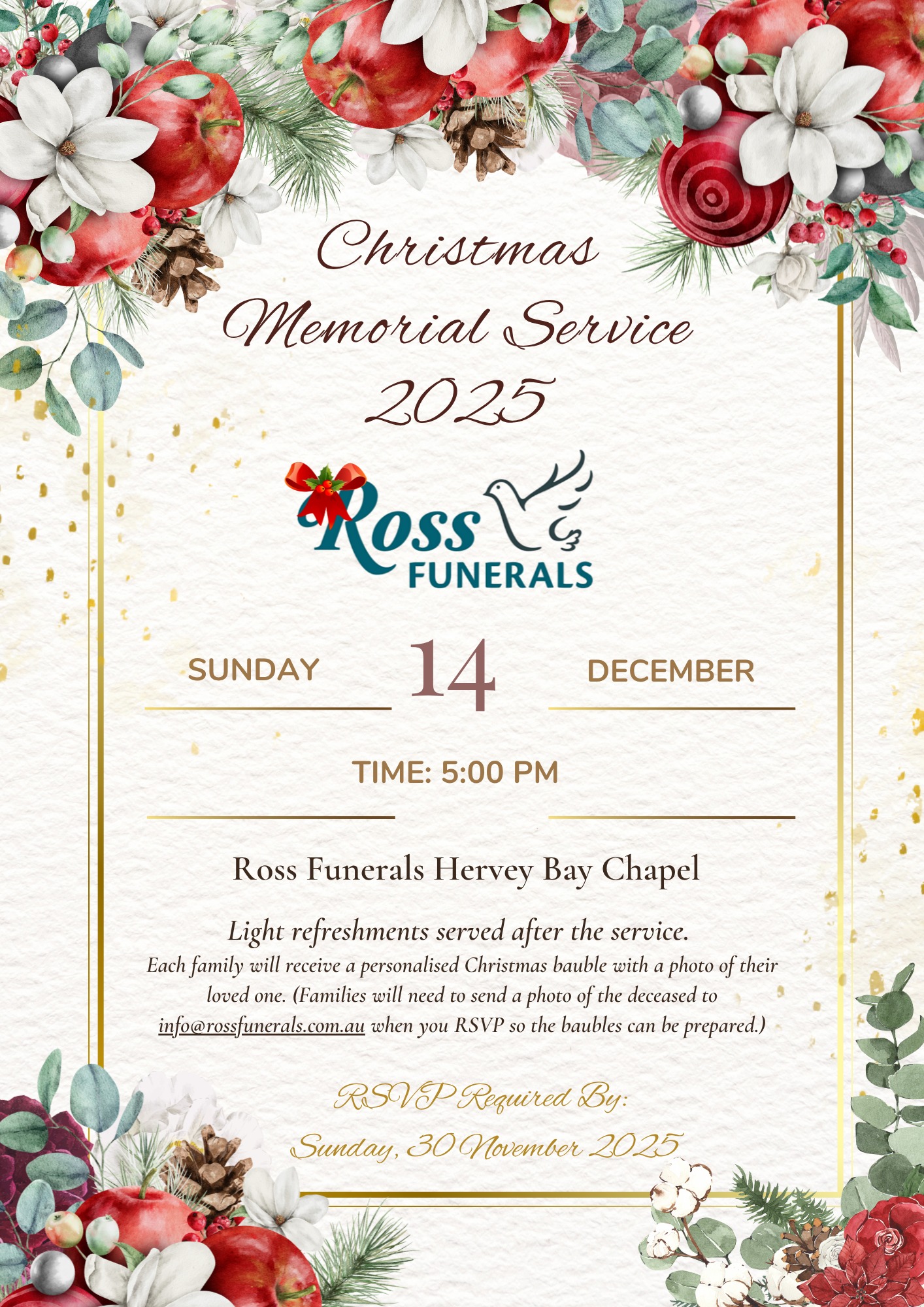 Ross - You’re warmly invited to our Christmas Memorial Service 2025 at ...