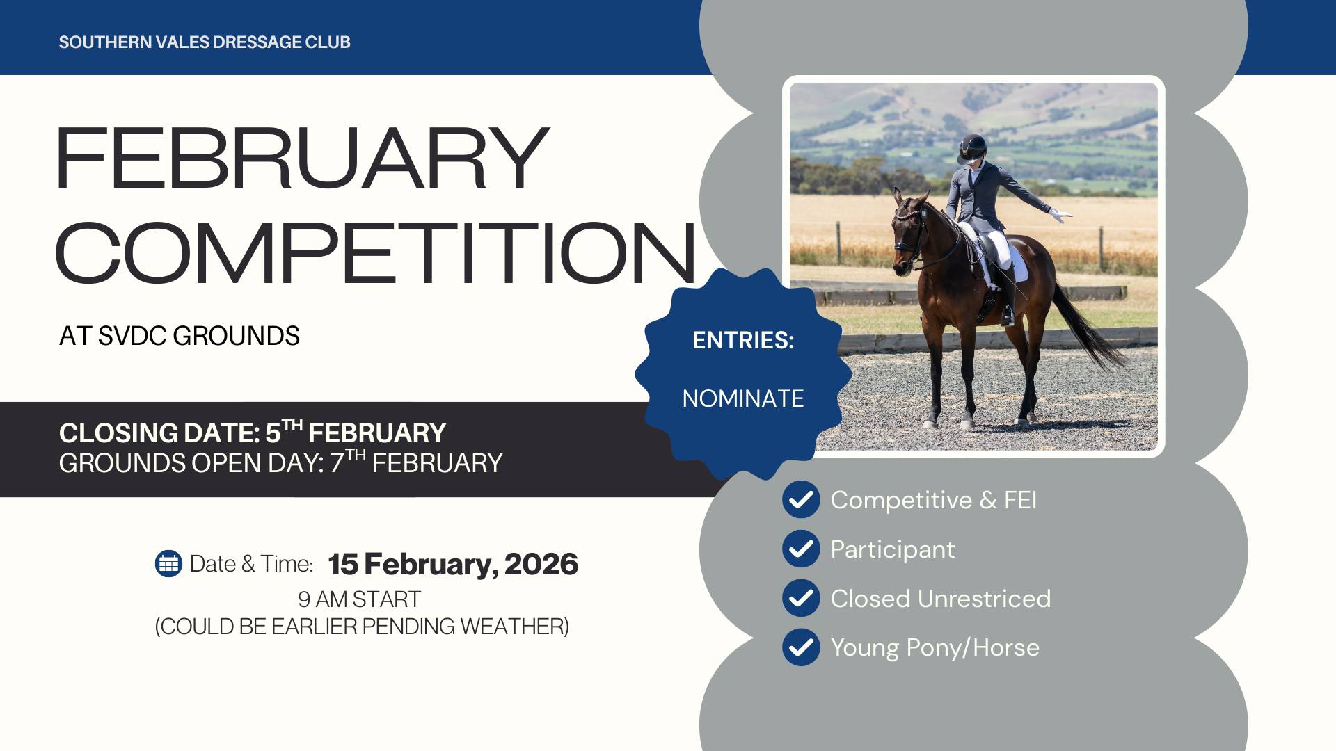 SVDC FEBRUARY COMPETITION - Entries open soon