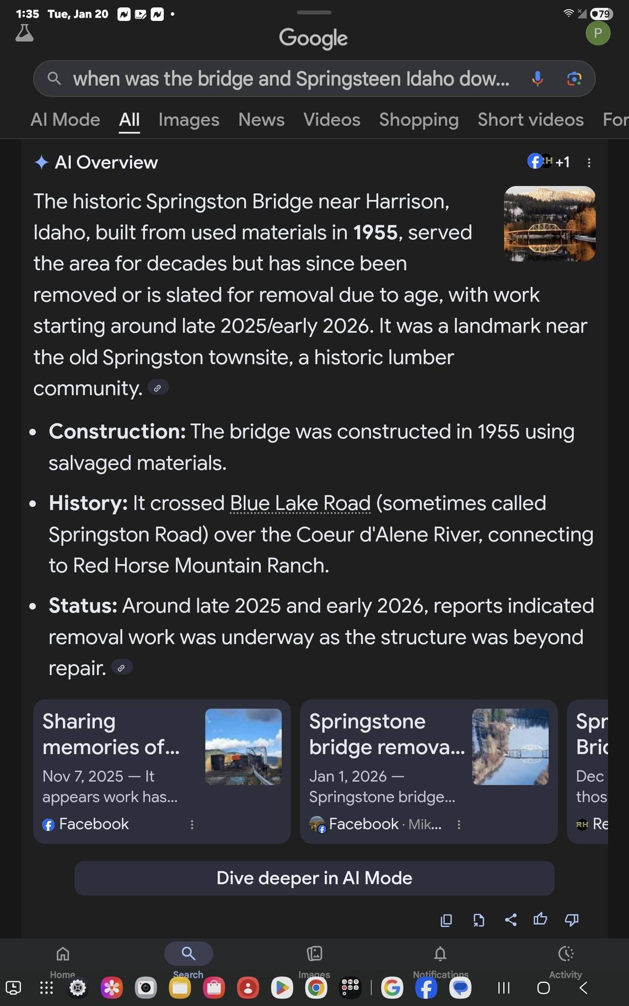 North Idaho Life | The springston bridge near Harrison coming down ...