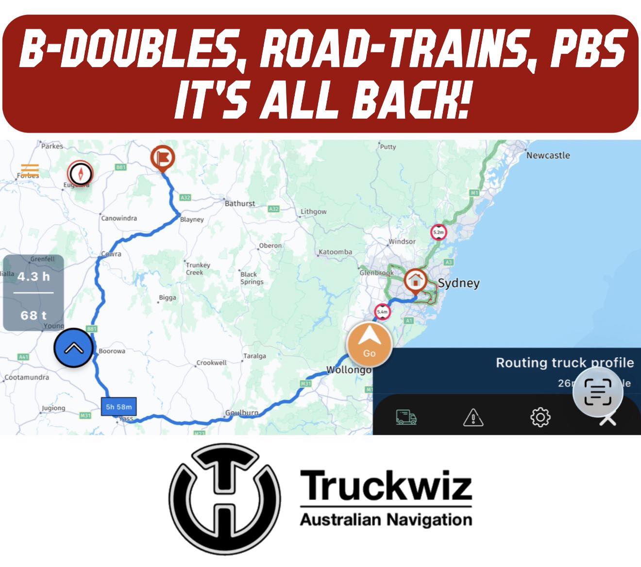 Tones - TruckWiz now have B-Doubles, PBS, Road-Trains, Oversize routes ...