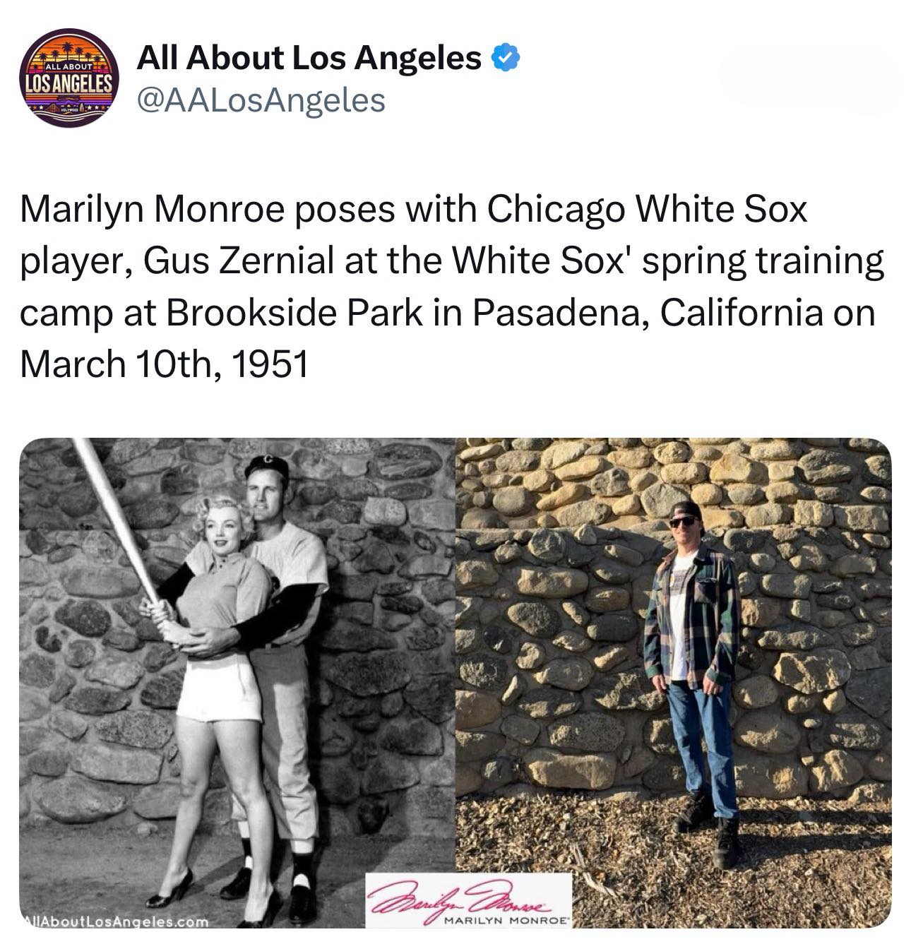 Marilyn Monroe at Brookside Park in Pasadena, California on March 