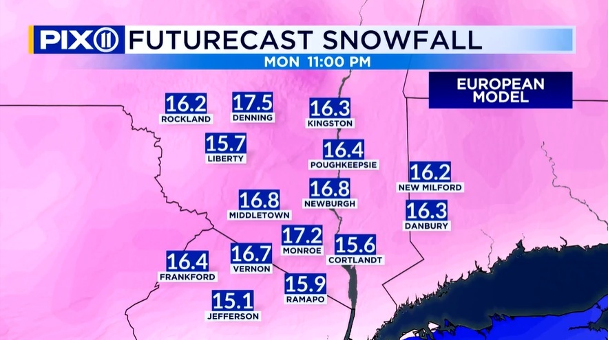 PIX11 - Here are the latest snowfall projections for the tri-state area ...