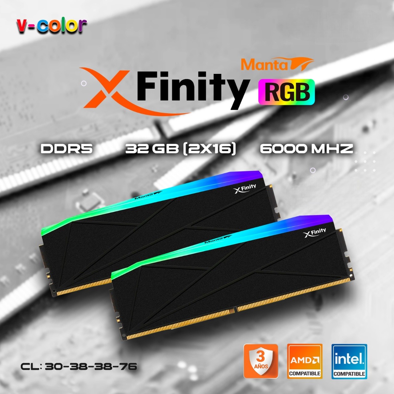 Origins - - Memoria RAM V-Color Xfinity Manta RGB DDR5 32GB 