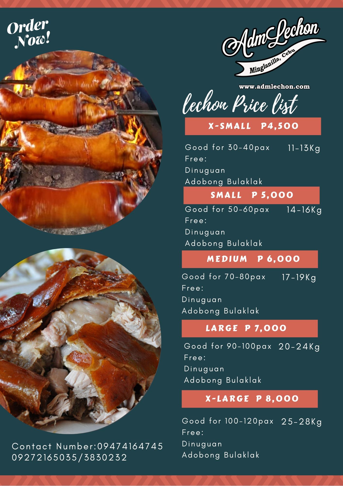 Adm Lechon - Updated price and contact numbers Book your... | Facebook