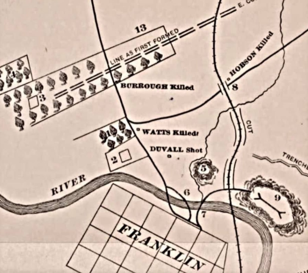 John - A cropped enlargement of a map of fighting in Franklin, Tenn ...