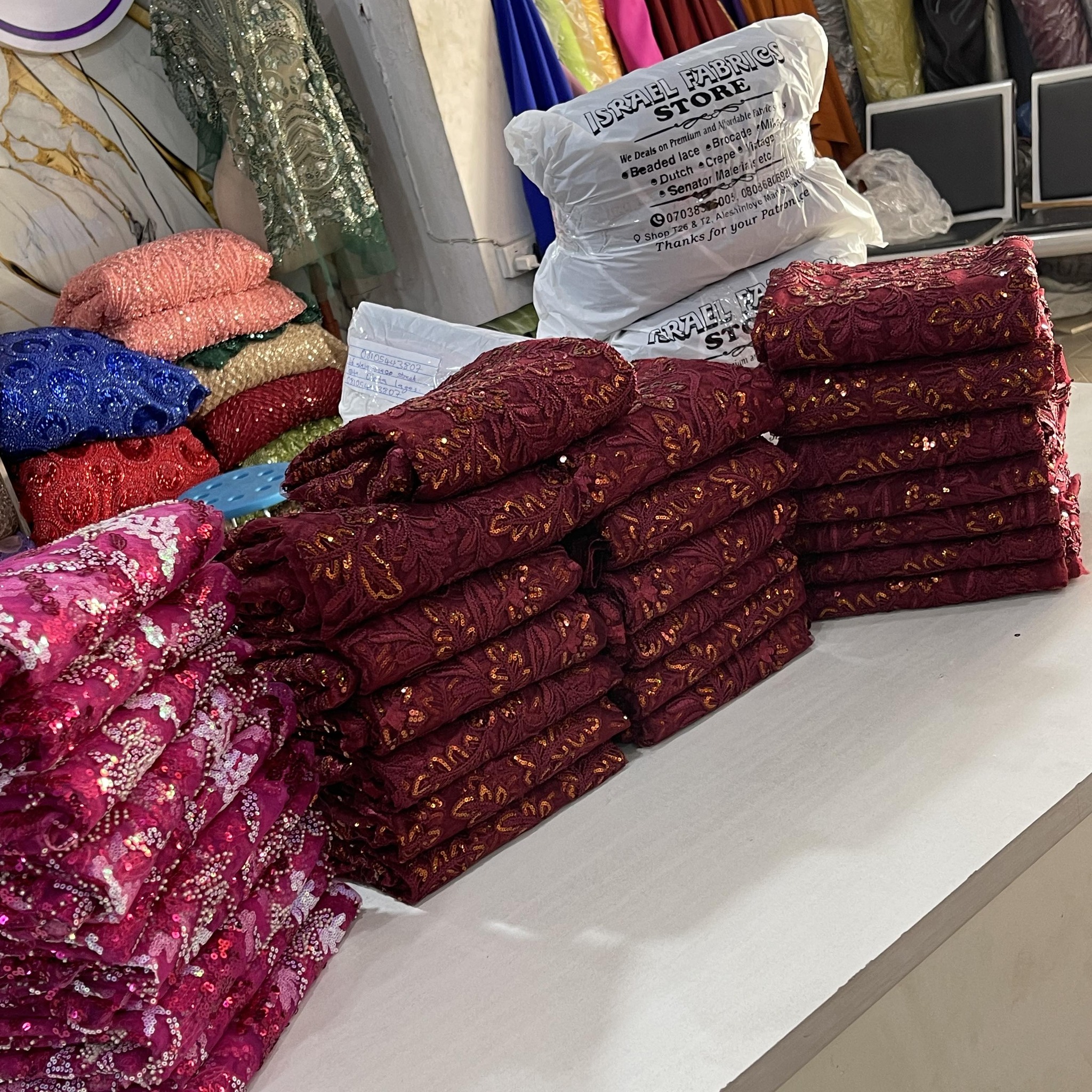 New in Sample lace Colour: Royal blue Price: 5k per yard WhatsApp ...