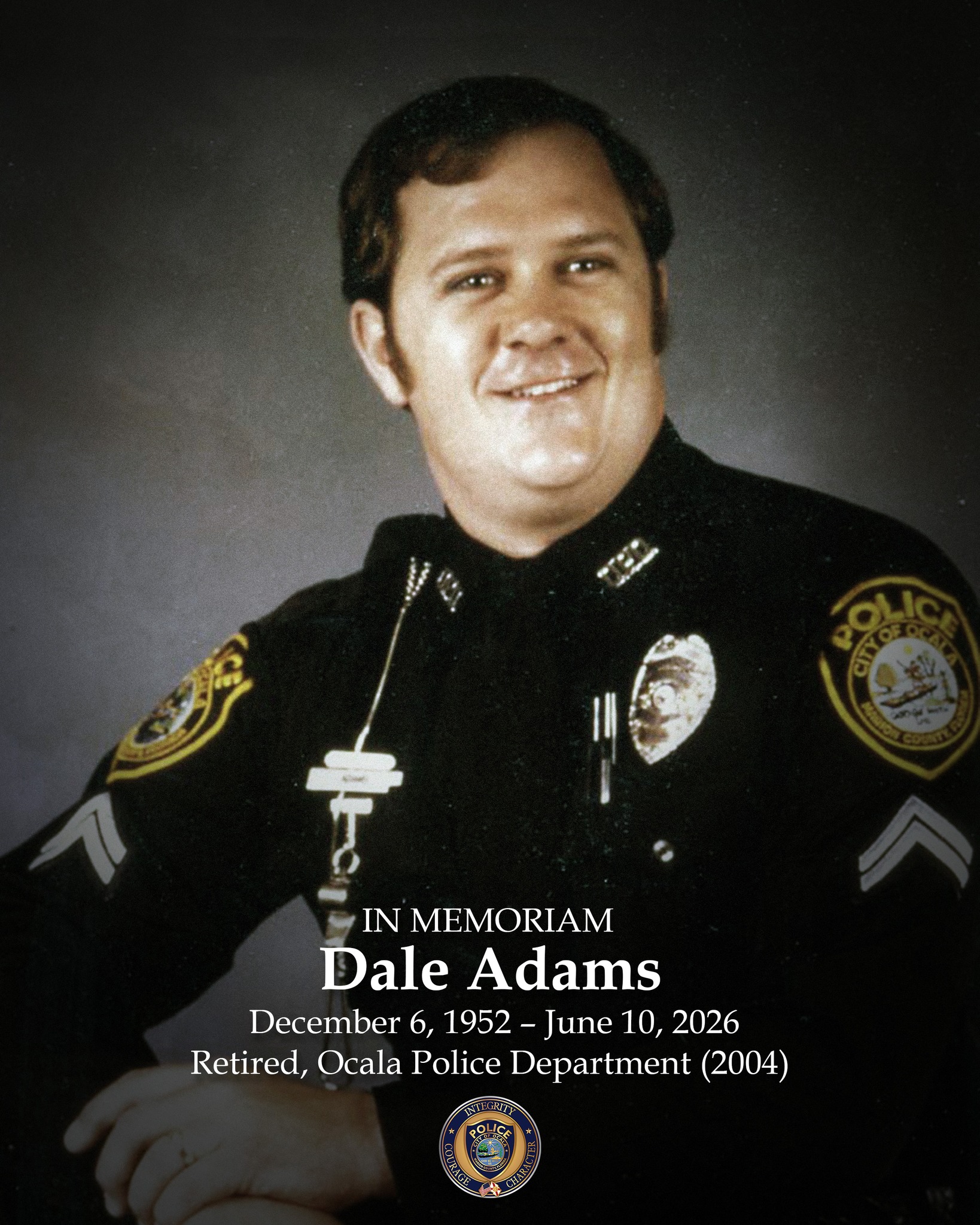 Dale Adams, who retired from the Ocala Police Department in 2004 