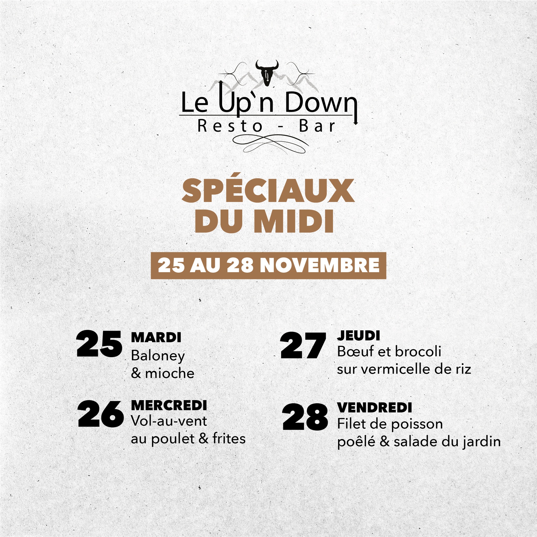 Le - 🍽️ Spéciaux de la semaine – 25 au 28 novembre 2025 🍽️ 16 $ + taxes ...