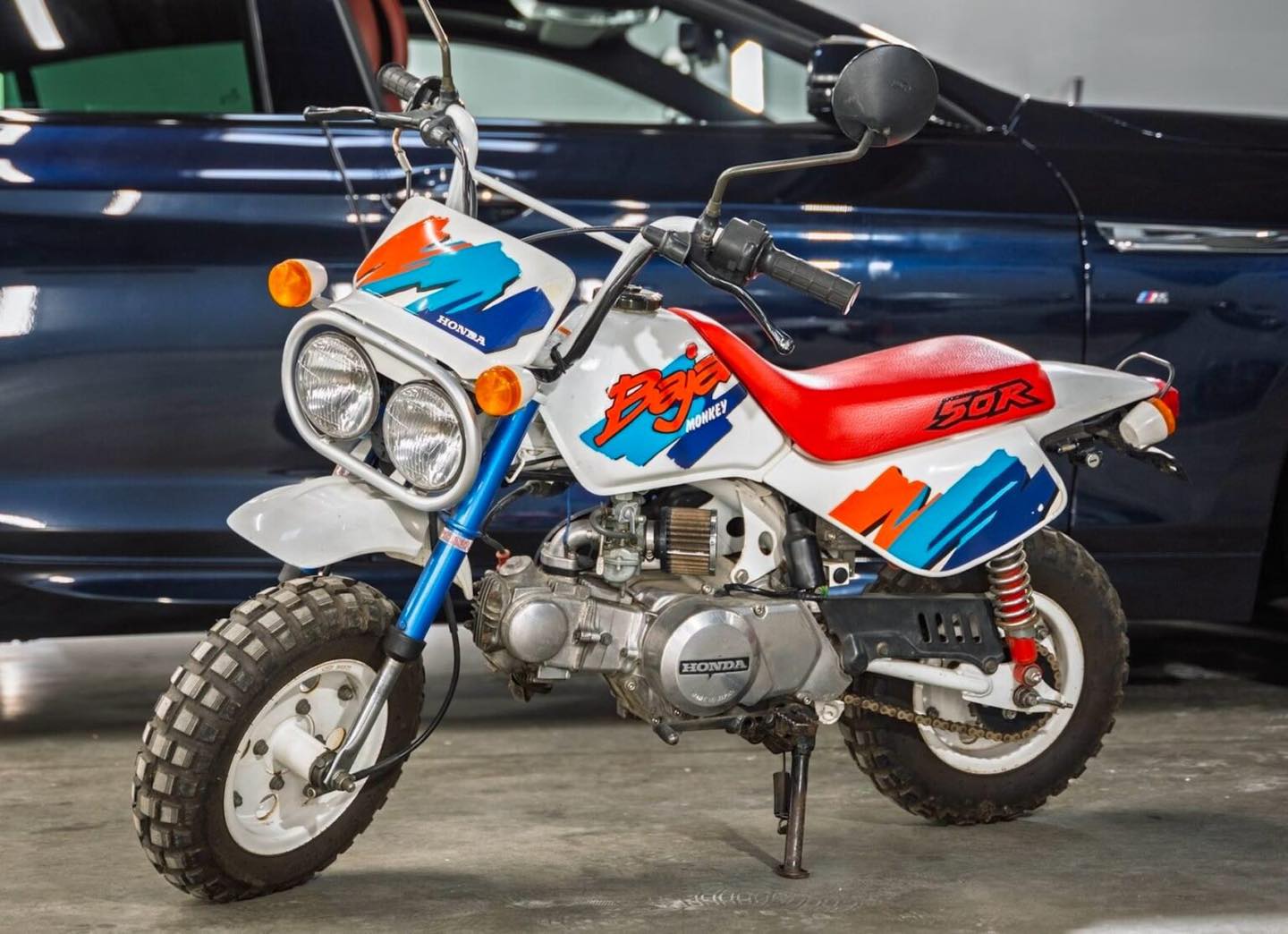 This is a rare Honda Z50R Baja, also known as a monkey bike. These 