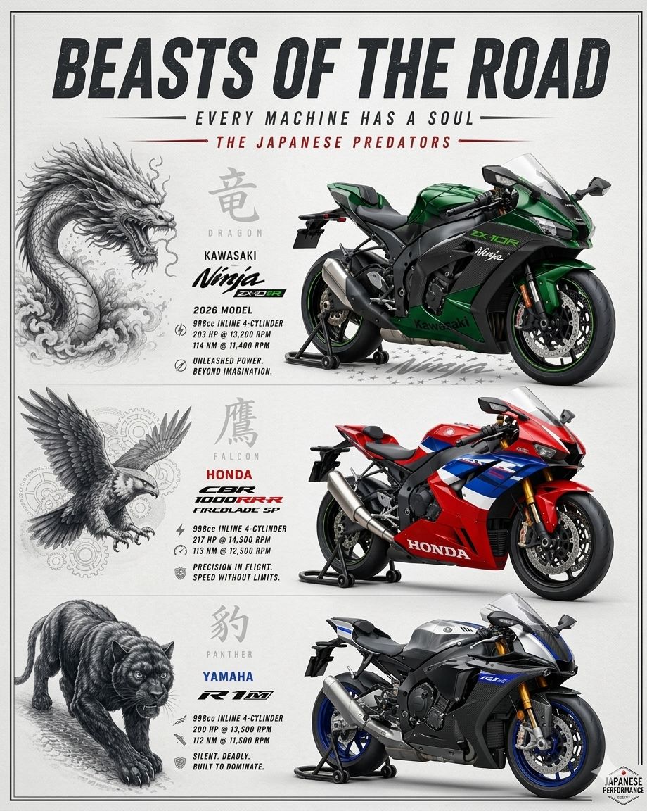 Beasts of the Road 🏍️🔥 Japan's superbike legends represent