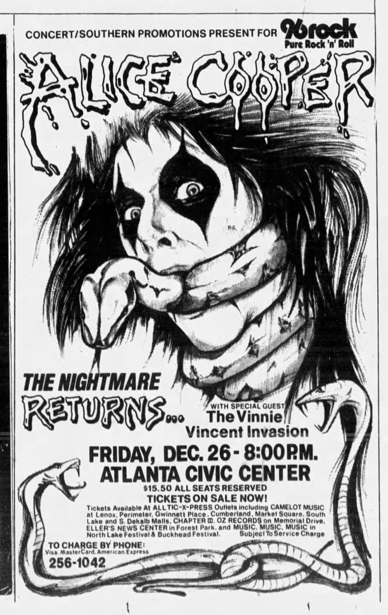 Alice Cooper's 'The Nightmare Returns' tour in Atlanta 1986
